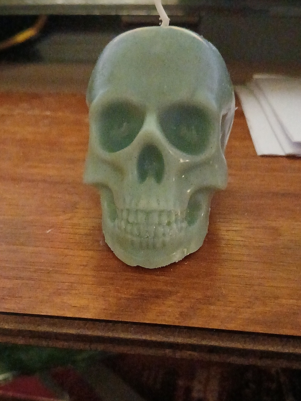 Green Skull Candle - Home Accents
